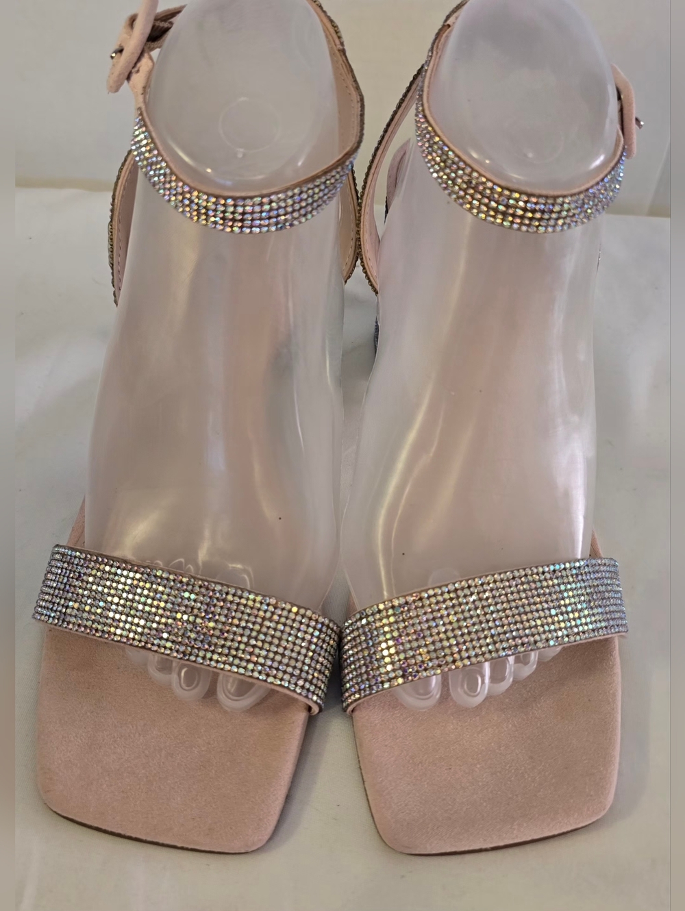 *NEW Madden Girl Pink Rhinestone Block Heel Sandals 10 - Picture 6 of 9